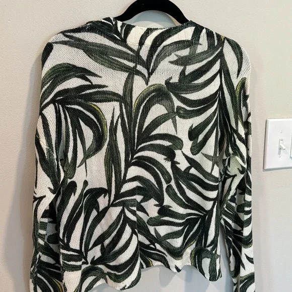 SHOW ME YOUR MUMU Palm Print Thin Knit Cream & Green Sweater sz M - Picture 3 of 3
